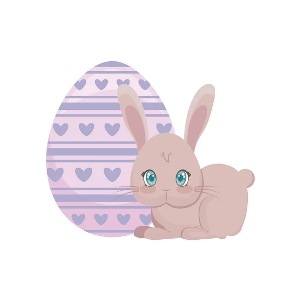 Милый кролик с пасхальным яйцом — стоковый вектор