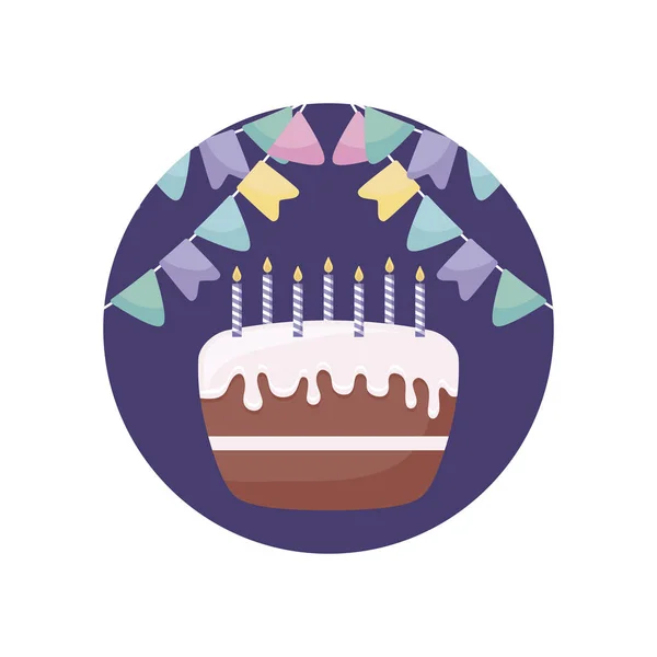Γλυκό κέικ με κεριά σε κυκλικό πλαίσιο — Διανυσματικό Αρχείο