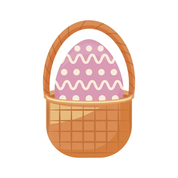 Huevo de Pascua en mimbre cesta — Vector de stock