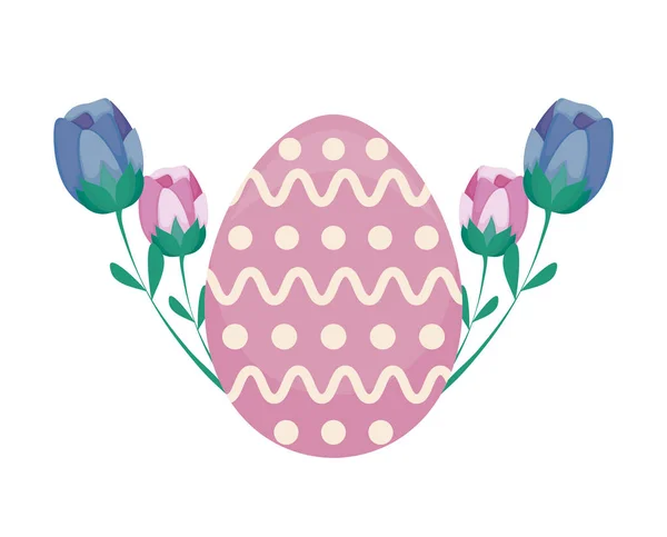 Huevo decorado de Pascua con flores — Vector de stock