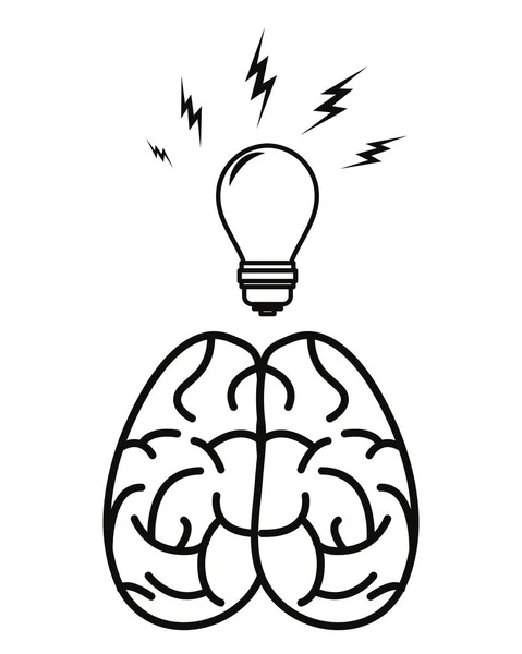 Cerebro humano bulbo creatividad — Vector de stock