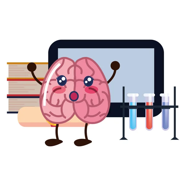 Hjärnan tecknad tablett utbildning — Stock vektor