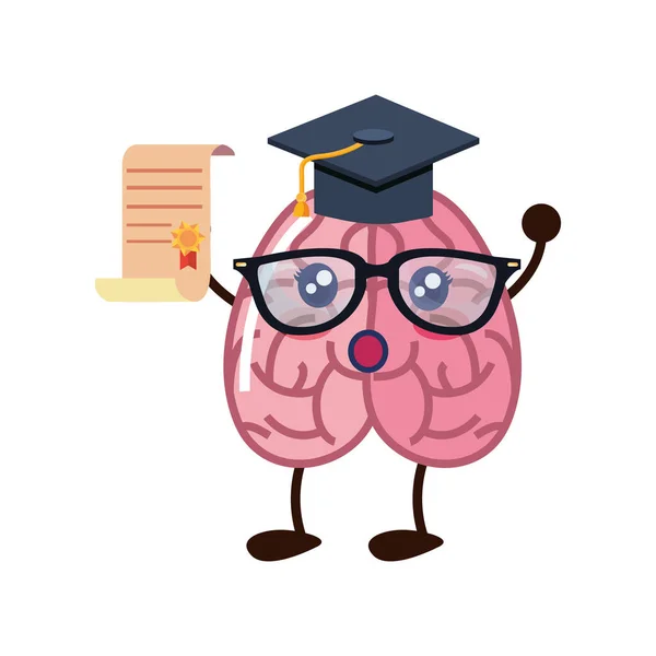 Cérebro desenho animado educação — Vetor de Stock