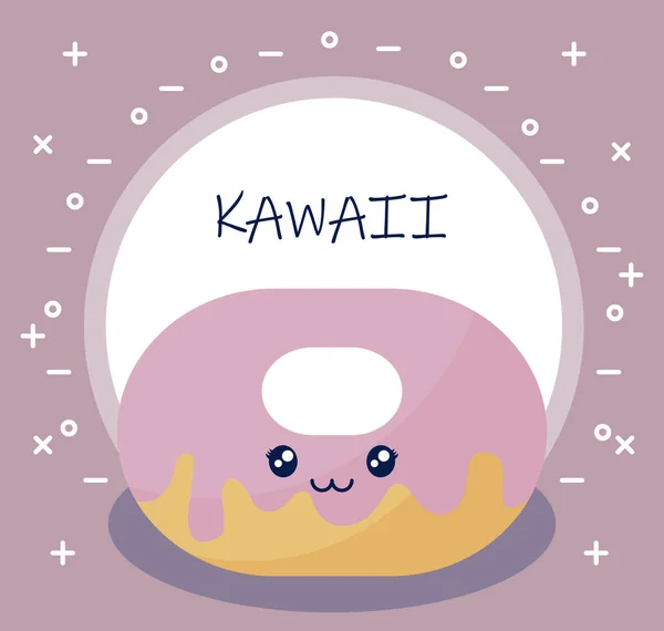 Pyszne pączki kawaii znaków — Wektor stockowy