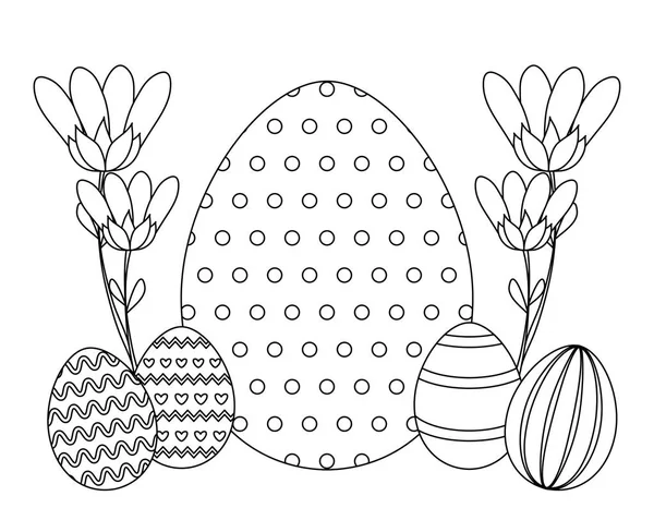 Eieren voor Pasen versierd met bloemen — Stockvector