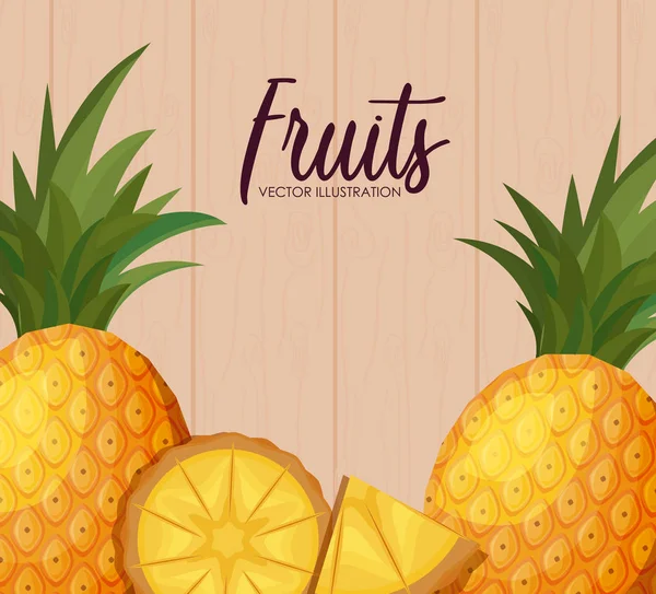 Frutas frescas de piña con rodajas — Vector de stock