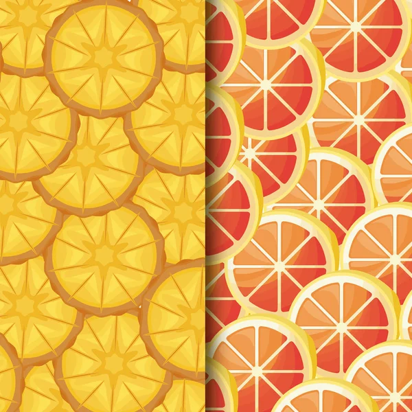 Modèle d'oranges fraîches tranchées et ananas — Image vectorielle