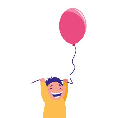 Çocuk holding balon gülümseyen