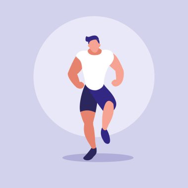 genç adam performans gösteren egzersiz karakter