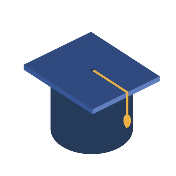 Sombrero de graduación icono aislado — Vector de stock