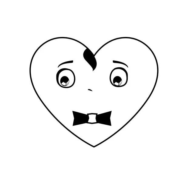 Corazón masculino kawaii carácter — Vector de stock