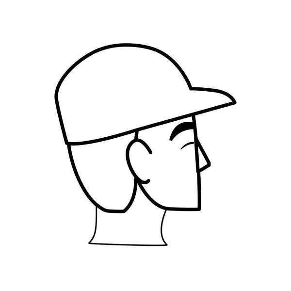 Young man head with cap character — Stock Vector