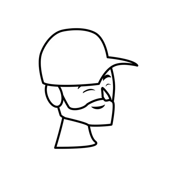 Молодой человек голова с кепкой и бородой — стоковый вектор