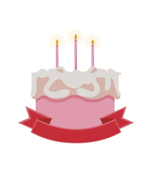 Sweet cake birthday with ribbon frame — Stock Vector