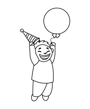 doğum günü balonları helyum ile şirin mutlu çocuk