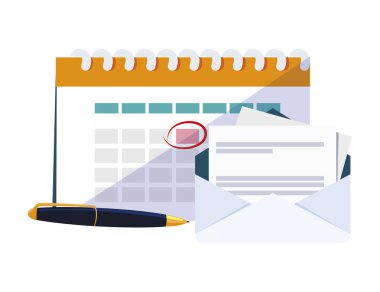 zarf ve kalem ile takvim anımsatıcısı