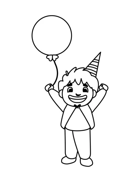 Ładny chłopiec szczęśliwy urodziny balony Hel — Wektor stockowy