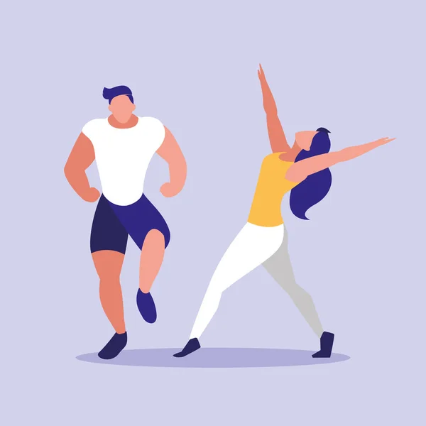 Giovane coppia fitness dancing — Vettoriale Stock