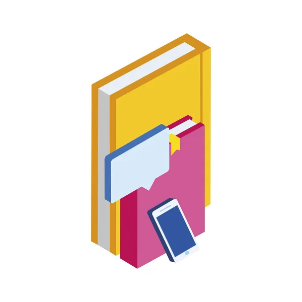 Σωρό βιβλία με smartphone — Διανυσματικό Αρχείο