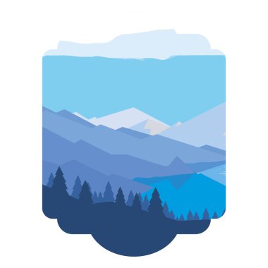 Orman ve nehir çimen sahne ile Dağları