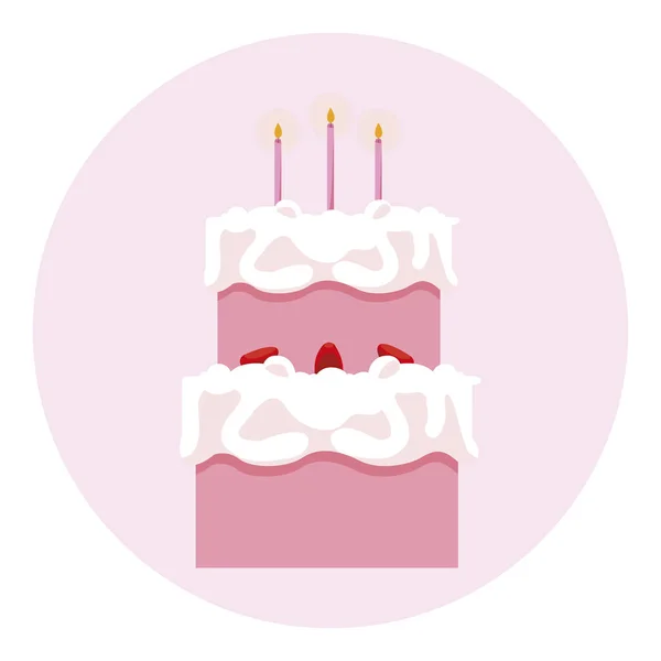 Sweet cake birthday with candles — Stock Vector