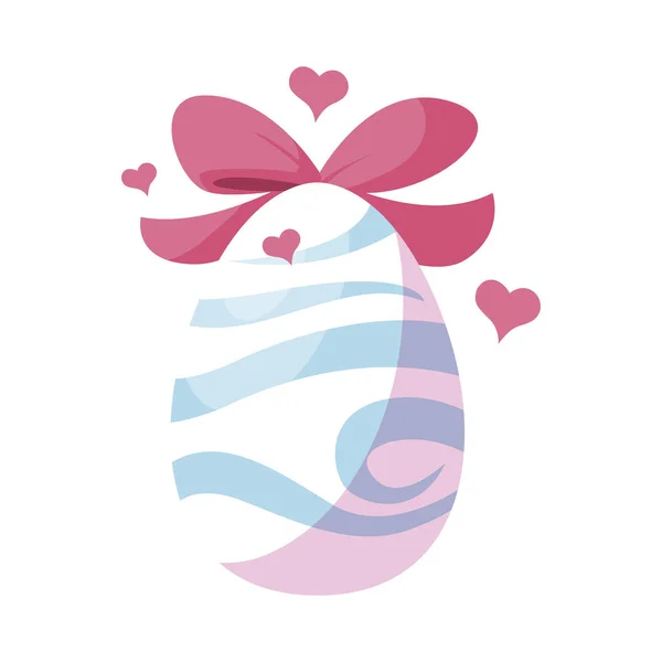 Heureux oeuf de Pâques peint avec ruban papillon — Image vectorielle