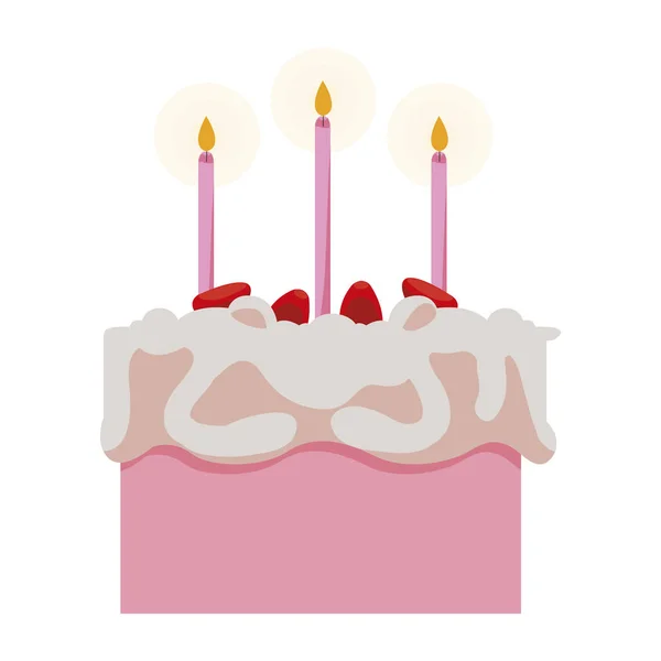 Gâteau doux anniversaire avec des bougies — Image vectorielle