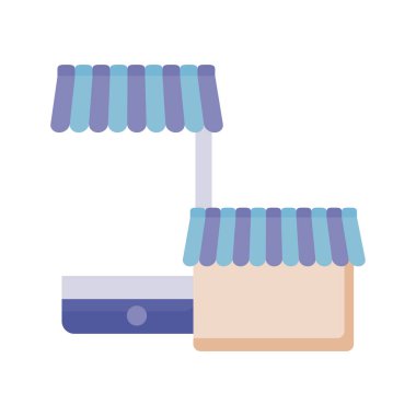 smartphone aygıt ile mağaza ve şemsiye