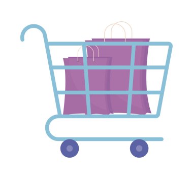 izole simgesi alışveriş torbasıyla sepeti