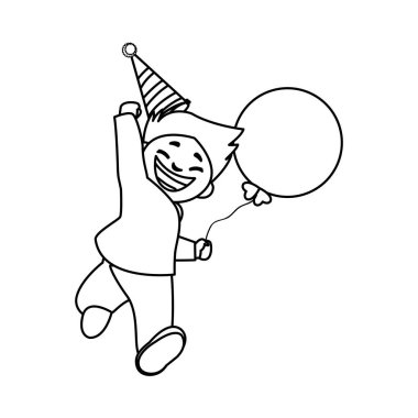 doğum günü balonları helyum ile şirin mutlu çocuk