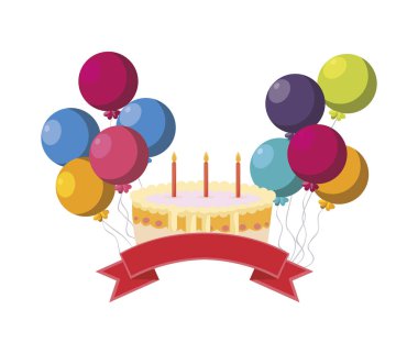 Balonlar helyum ile tatlı pasta doğum günü