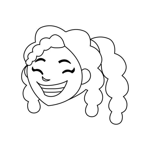かわいい幸せの黒い女の子頭文字 — ストックベクタ