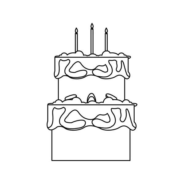 Dulce pastel cumpleaños con velas — Archivo Imágenes Vectoriales