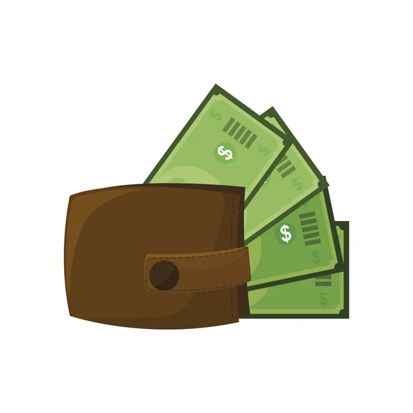 Wallet with bills dollars — Stock Vector