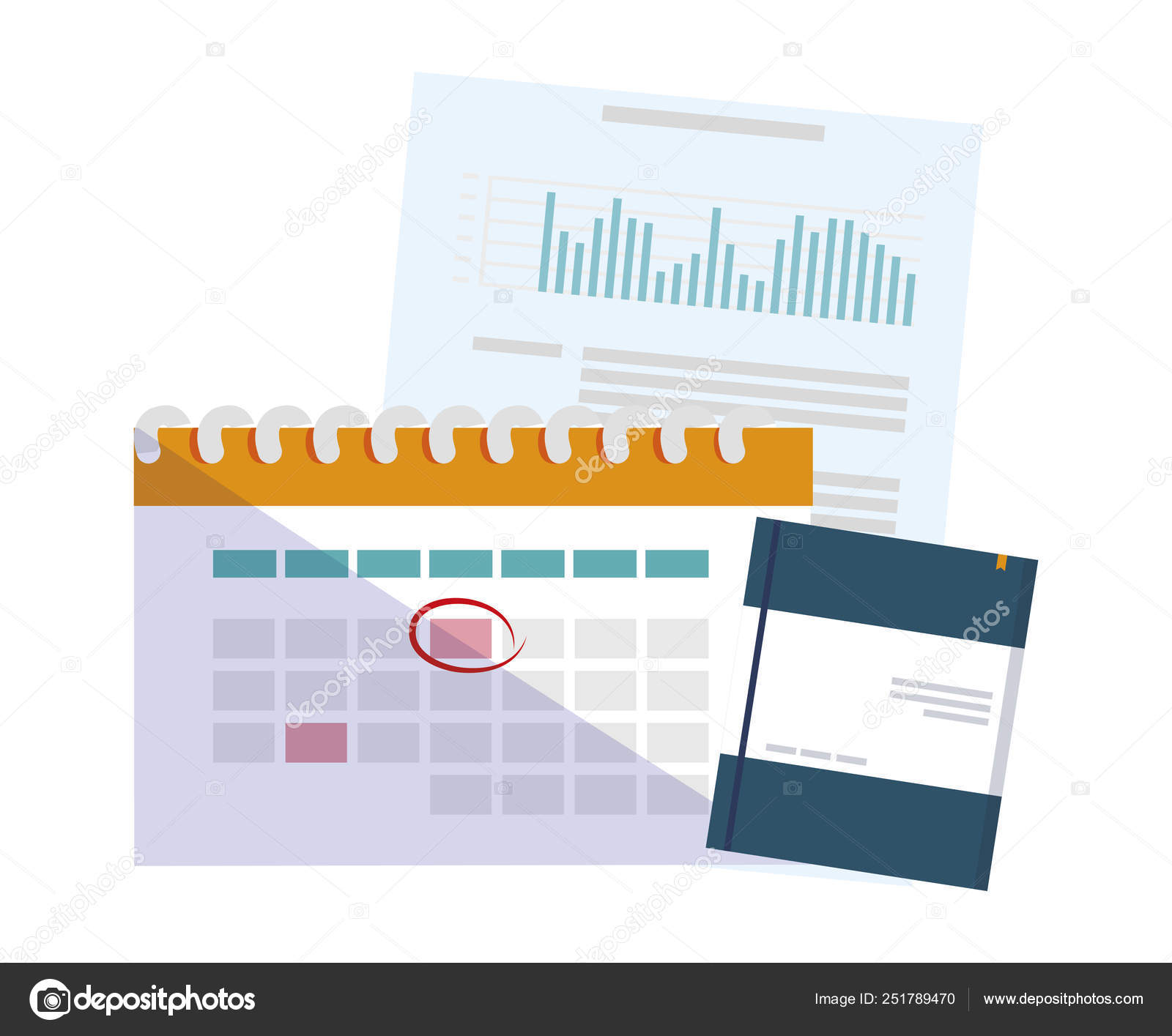 Calendar reminder with documents Stock Illustration by ©djv 251789470
