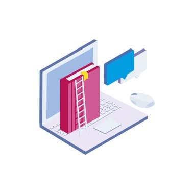 metin kitap dizüstü bilgisayar ve merdiven