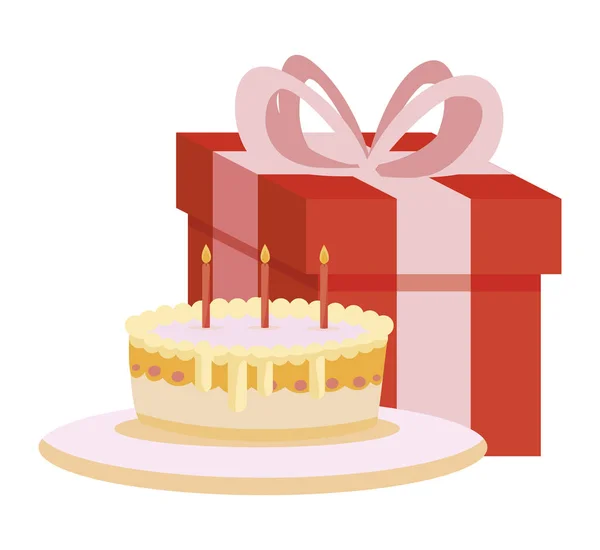 Geschenk-Box mit süßem Kuchen — Stockvektor
