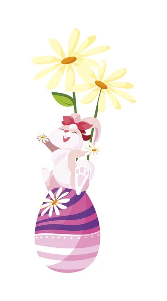 Mignonne lapin Pâques femelle avec oeuf peint — Image vectorielle