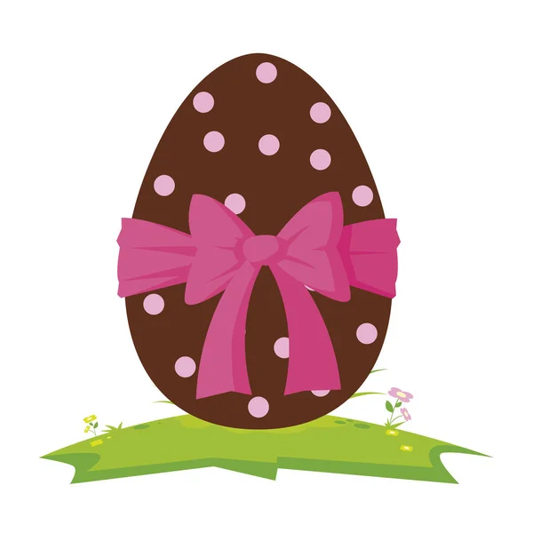 Heureux oeuf de Pâques peint avec ruban papillon — Image vectorielle