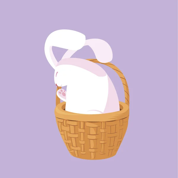 可爱的兔子复活节字符在篮子里 — 图库矢量图片
