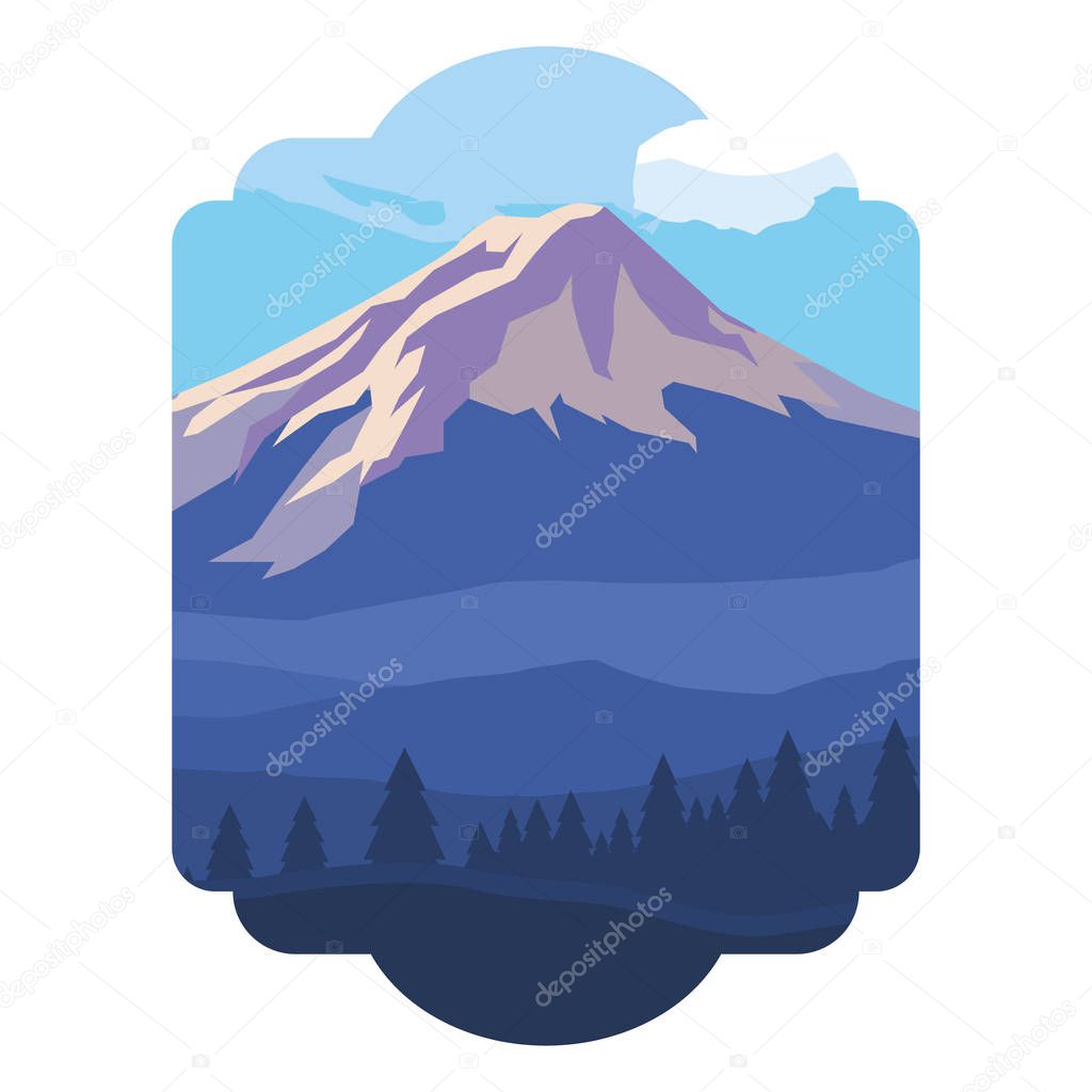 mountains with forest snowscape scene