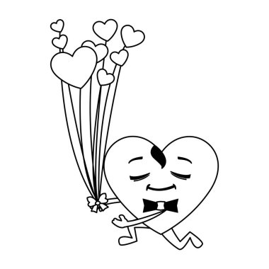 kalp erkek balonlar helyum kawaii karakteri ile