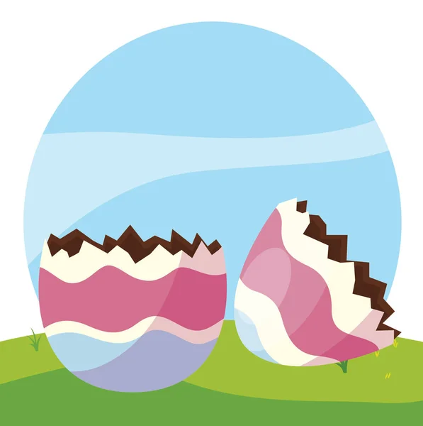 Szczęśliwe Wielkanoc jajko malowane przerwa w obozie — Wektor stockowy