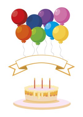 Balonlar helyum ile tatlı pasta doğum günü