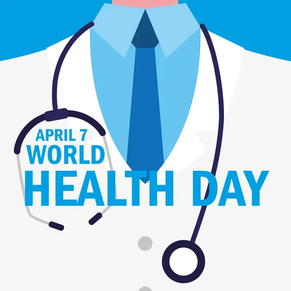 Cartão de dia de saúde mundial com médico —  Vetores de Stock