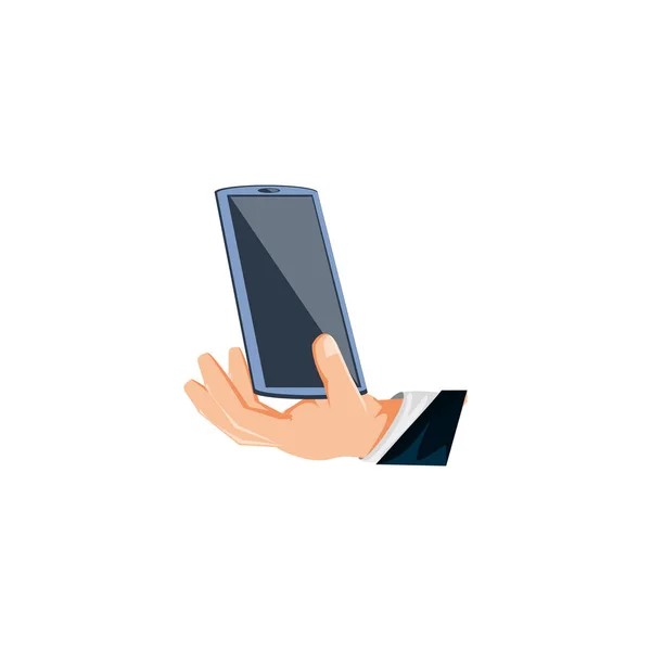 Mão com ícone de dispositivo de smartphone isolado —  Vetores de Stock