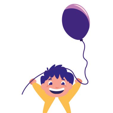 Çocuk holding balon gülümseyen