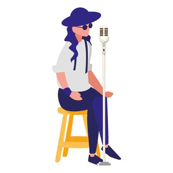 Singer with microphone character — Stock Vector