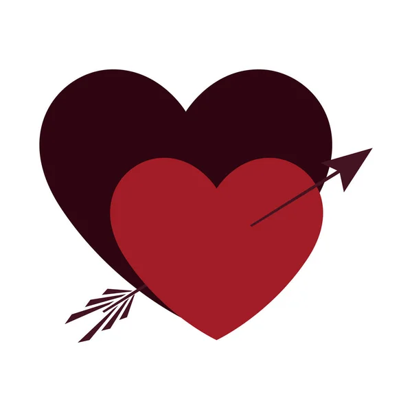 Herzensliebe mit Pfeil-Symbol — Stockvektor