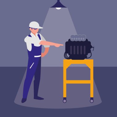 araba motoru ile makinist işçisi